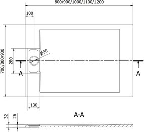Mexen Otto cadă de duș dreptunghiulară SMC 120 x 80 cm, alb - 4N108012