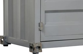 Bufet vintage, stil industrial, din metal, gri, cu 2 uși și rafturi deschise, decor de container maritim, 168 x 87 x 44 cm, „Cargo”