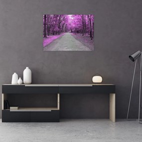 Tablou pe sticlă - drum prin parc (70x50 cm)