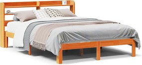 vidaXL Cadru pat fără saltea, maro ceruit, 140x190 cm, lemn masiv pin