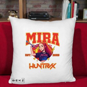Perna Personalizata K-pop HUNTRX Mira Personaj Avoline, 40x40 cm, Alb Pufos, Husa Detasabila, Perna Inclusa, BEKZ®