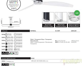 Ventilator cu telecomanda Tube alb lucios / transparent 32033