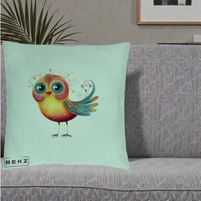 Perna Decorativa Pasare Vibranta cu Aripi Ornamentale, 40x40 cm, Verde Menta, Husa Detasabila, Perna Inclusa, BEKZ®