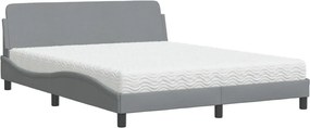 vidaXL Pat cu saltea, Dover, gri deschis, 160x200 cm, textil