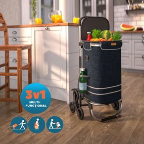 Geantă de cumpărături pe roți pentru scări COMFORT, 50L, negru Jurhan