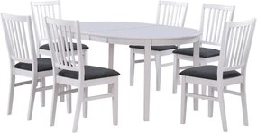 Scaun de dining din lemn de cauciuc cu șezut gri Rowico Wittaskar, alb