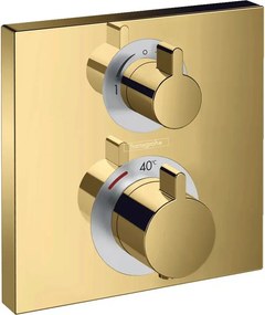 Baterie dus termostatata Hansgrohe Ecostat Square cu montaj incastrat 2 functii auriu