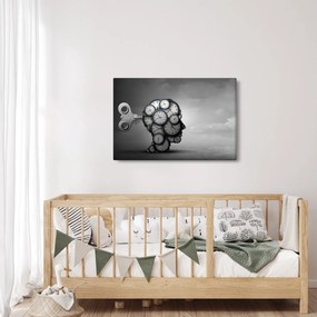 Tablou artistic cu cu cap și ceas (90x60 cm)