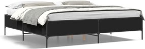 vidaXL Cadru de pat negru 180x200 cm din lemn prelucrat și metal
