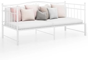 324783 vidaXL Cadru pat canapea extensibilă, alb, 90x200 cm, metal