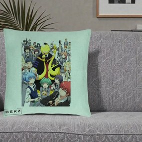 Perna Personalizata Assassination Classroom Grup Complet Anime, 40x40 cm, Verde Menta, Husa Detasabila, Perna Inclusa, BEKZ®