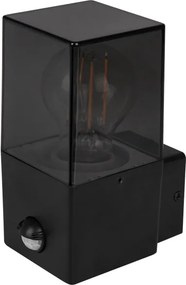 Aplica de perete pentru exterior cu senzor, 1xE27/40W/230V, IP44, negru/fumuriu