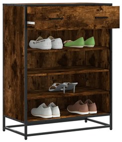 vidaXL Pantofar, stejar fumuriu, 75x38x97,5 cm, lemn prelucrat/metal