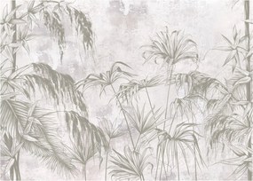 Tablou - Plante tropicale pe perete gri (70x50 cm)