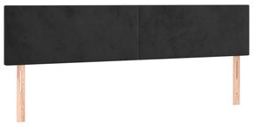 Pat cu arcuri, saltea si LED, negru, 180x200 cm, catifea Negru, 180 x 200 cm, Design simplu
