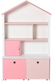 HOMCOM Raft Bibliotecă pentru Copii, Dulap Organizator cu Compartimente, Design Atractiv, Roz | Aosom Romania