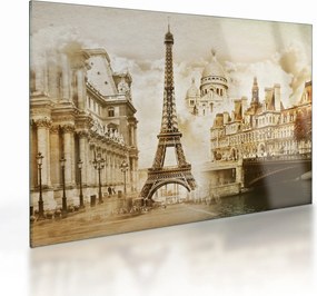 Tablou pe sticlă - Monumente din Paris (70x50 cm)