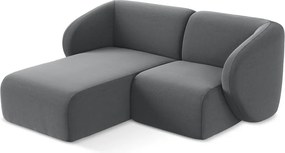 Colțar gri cu tapițerie din catifea (cu colț pe partea stângă/cu șezlong) Lani – Makamii