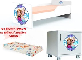 Pat tineret Frozen cu saltea si noptiera CADOU