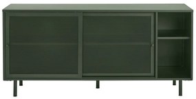 Comodă verde-închis joasă din metal cu ușă glisantă 160x75 cm Veep – Unique Furniture