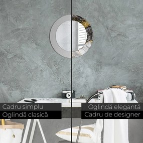 Oglinda rotunda decor perete Marmură și aur fi 50 cm