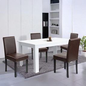 Set de masă Leon 4+1 alb-maro