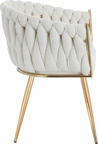 HR750 Scaun cu picioare Aurie Crem din Boucle