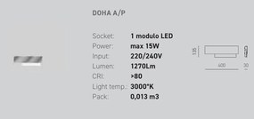 Aplica de perete LED DOHA A otel, alb, negru sau gri dove