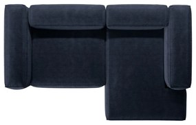 Colțar albastru închis cu tapițerie din catifea reiată (cu colț pe partea dreaptă/cu șezlong) Bergamo – Cosmopolitan Design