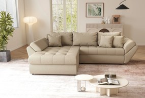 Colțar extensibil dumonde cu ladă de depozitare si sezut confortabil din spuma high-density, Loana Enjoy Camel 270x185 cm