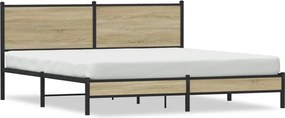 vidaXL Cadru de pat metalic fără saltea, stejar sonoma, 180x200 cm