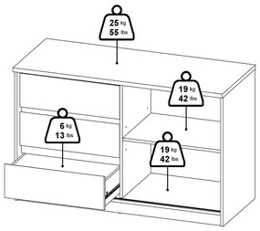 Comodă în culoare naturală cu aspect de lemn de stejar cu ușă glisantă 119x76x50 cm Naia – Tvilum
