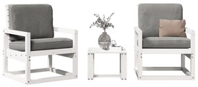 vidaXL Set mobilier de grădină, 3 piese, alb, lemn masiv de pin