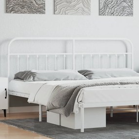 352664 vidaXL Tăblie de pat metalică, alb, 193 cm