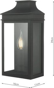 Där Lighting VAP5222 - Aplică de exterior VAPOUR 1xE14/60W/230V IP44, neagră