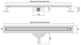 REA-G2714 - Canal de scurgere NEOX SLIM 70 cm, oțel inoxidabil – finisaj auriu periat
