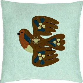 Perna Decorativa, Model Pasare, 40x40 cm, Verde Menta, Husa Detasabila, Perna Inclusa, BEKZ®