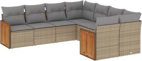vidaXL Set canapele de grădină, 8 piese, cu perne, bej, poliratan
