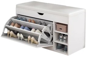 Dulap pentru pantofi cu bancă &ndash; Design modern și elegant, 100x34x50 cm, culoare albă, soluție practică pentru organizare
