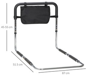 Maner pentru pat cu latime si inaltime reglabile, suport pentru pat din otel cu maner moale 87 x 51,5cm argintiu HOMCOM | Aosom RO