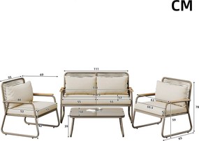 Set lounge de grădină pentru 4 persoane, Bej | Aosom Romania