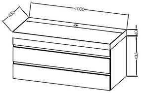 Set mobilier suspendat si lavoar, Kolpasan, Naomi, 100 cm, dark concrete