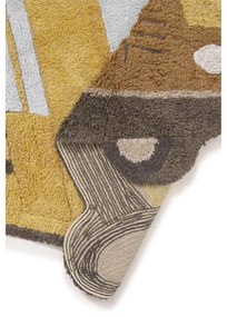 Covor pentru copii galben ocru lavabil, țesut manual din bumbac 90x130 cm School Bus – Lorena Canals