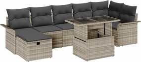 vidaXL Set de canapele pentru grădină 8 pcs Gri deschis Rattan poli