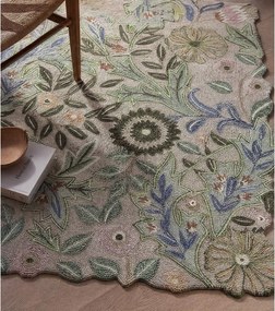 Covor verde țesut manual din lână 120x170 cm Bryony Shaped Floral – Flair Rugs