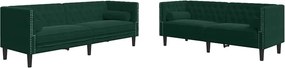 vidaXL Set canapele Chesterfield cu perne rulou 2 piese verde catifea