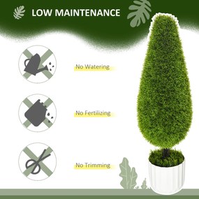 Set 2 Plante Artificiale cu Ghiveci de Ø12x16 cm, Muschi si Ciment, Plante Artificiale de 90cm din PE si Plastic, Verde-Alb HOMCOM | Aosom RO