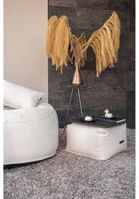 Fotoliu bean bag crem cu tapițerie din catifea reiată Softbox MooG – SLOWDOWN