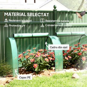 Outsunny Seră Portabilă Tip Tunel 4x1x0.8 m cu 4 Uși cu Fermoar, Acoperire PVC Rezistentă la Apă/UV | Aosom Romania