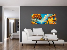 Tablou - Casă cu portocale II. (120x50 cm)